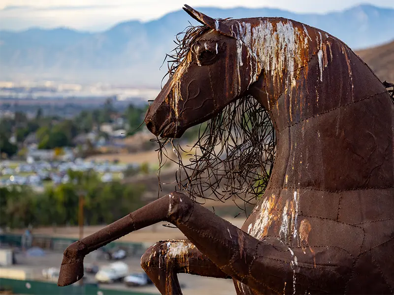 Horse statue overlooking the city of Norco California